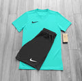 NIKE DRI FIT TURQUOISE / BLACK SET - T SHIRT / SHORTS