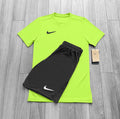 NIKE DRI FIT VOLT / BLACK SET - T SHIRT / SHORTS