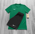 NIKE DRI FIT GREEN / BLACK SET - T SHIRT / SHORTS